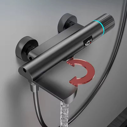 GraySpray Shower Set - Gray Surface-mounted Shower with Mixer Tap and Display | Ymonde
