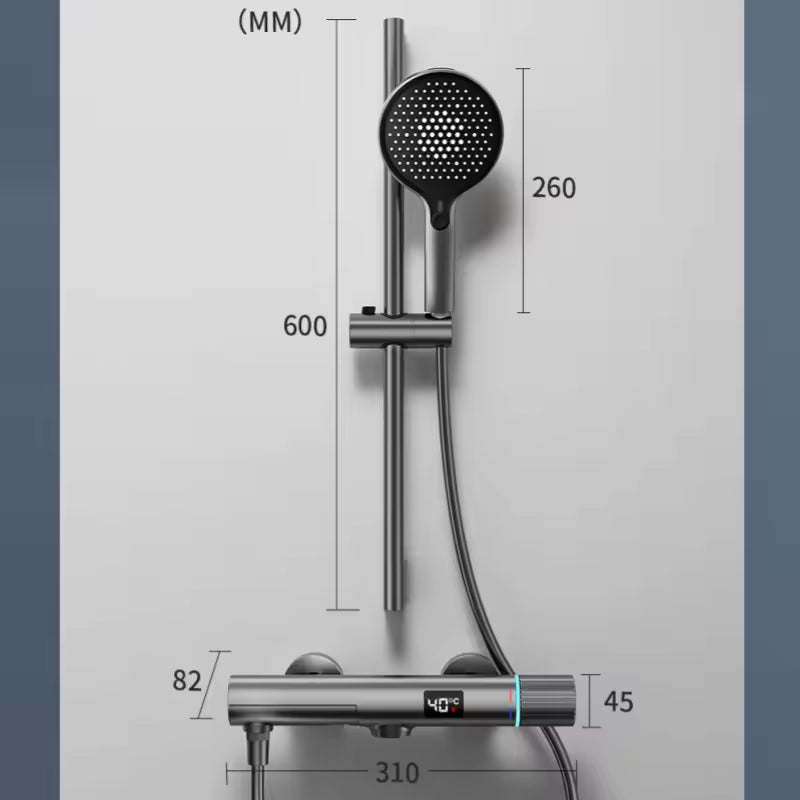 GraySpray Shower Set - Gray Surface-mounted Shower with Mixer Tap and Display | Ymonde