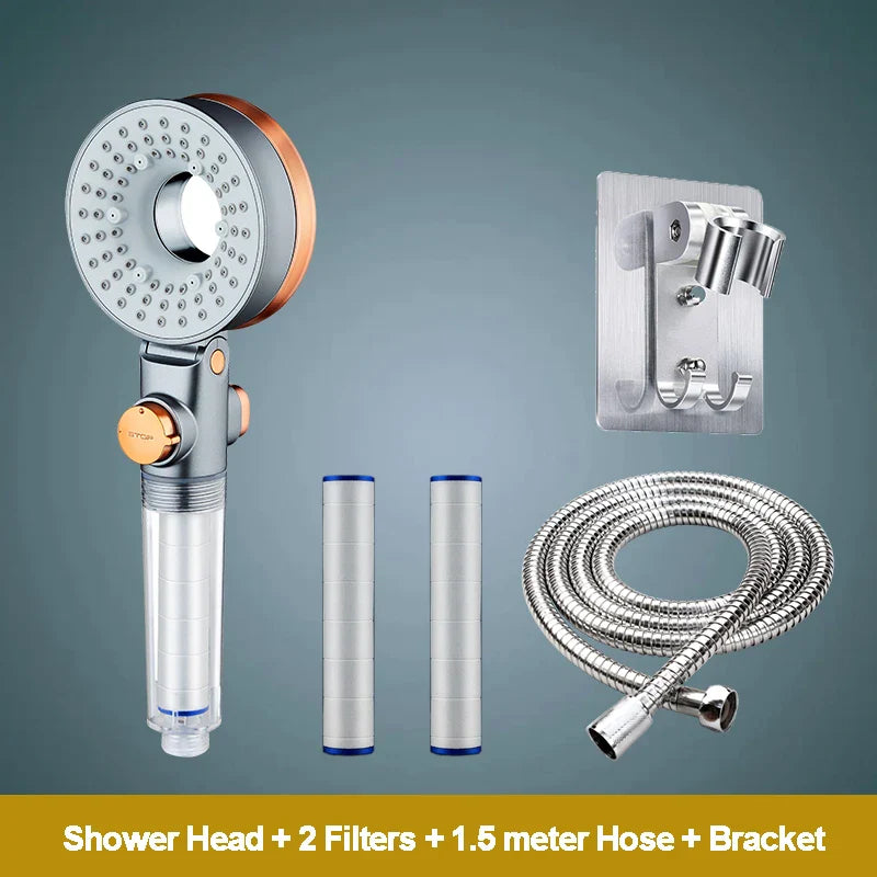 OrangeSpray Shower Head - Double-sided Hand Shower with 3 Spray Settings and Filter | Ymonde