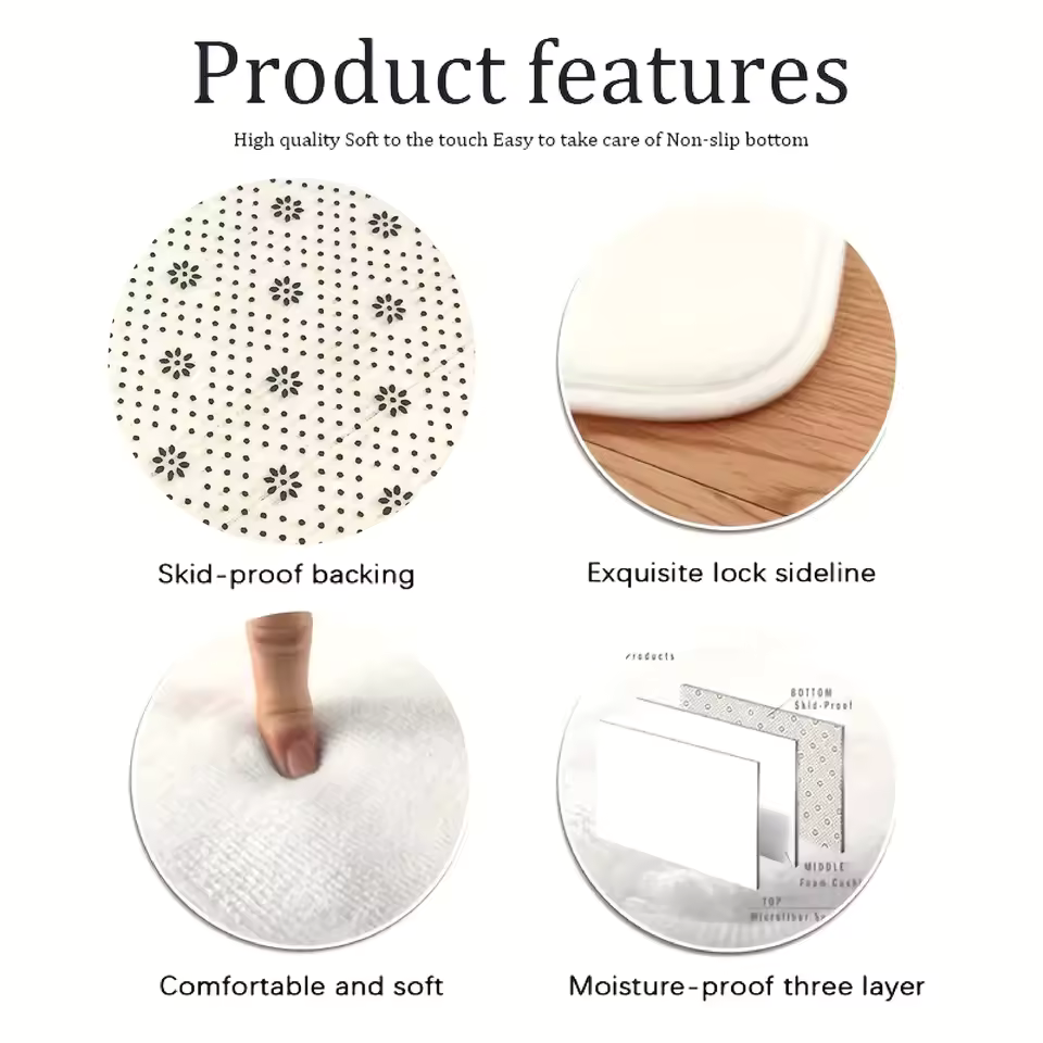 Ensemble de tapis de bain chic trois pièces avec accents dorés | Ymonde