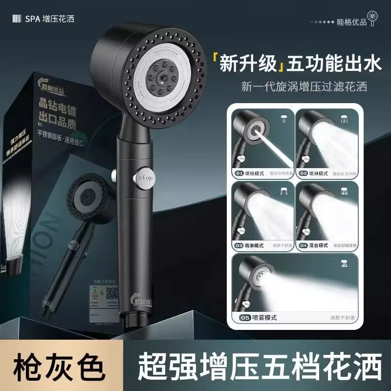 TurboSpray Hand Shower – Water Saving with 5 Spray Settings | Ymonde