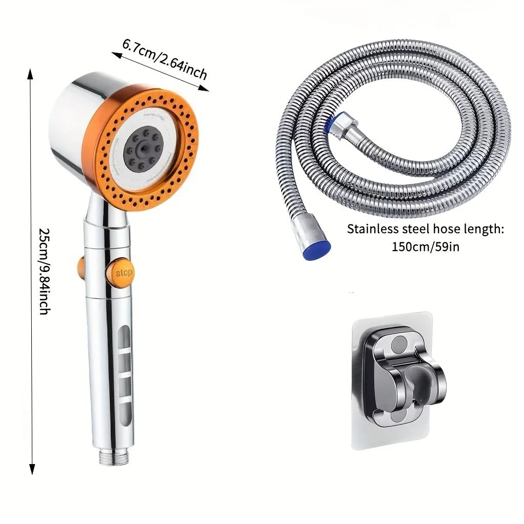 FlowFive Shower Head - 5-Spray Hand Shower with Filter and Stop Button | Ymonde