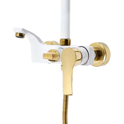 ShinyFlow Luxe Witte Doucheset met Goudaccenten en Regendouche | Ymonde