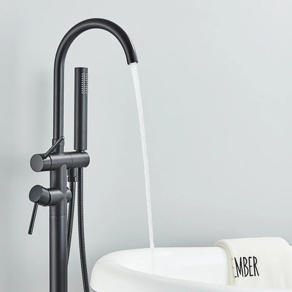 Freestanding Bath Tap – Single lever mixer tap with 360° swivel spout & hand shower