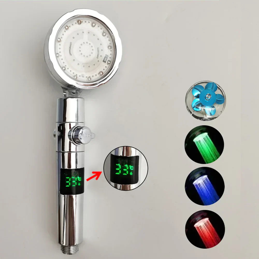 SaraGlow Shower Head – LED Temperature & Turbo Rain Shower | Ymonde