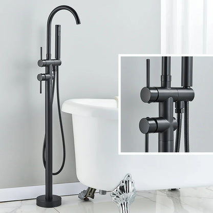 Freestanding Bath Tap – Single lever mixer tap with 360° swivel spout & hand shower