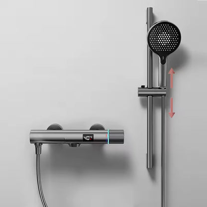 GraySpray Shower Set - Gray Surface-mounted Shower with Mixer Tap and Display | Ymonde