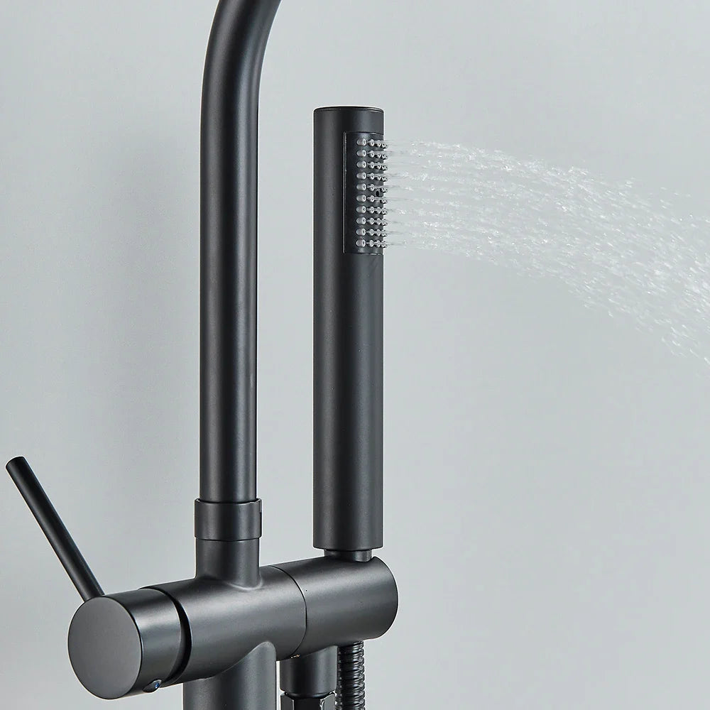 Freestanding Bath Tap – Single lever mixer tap with 360° swivel spout & hand shower