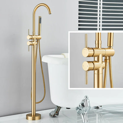 Freestanding Bath Tap – Single lever mixer tap with 360° swivel spout & hand shower