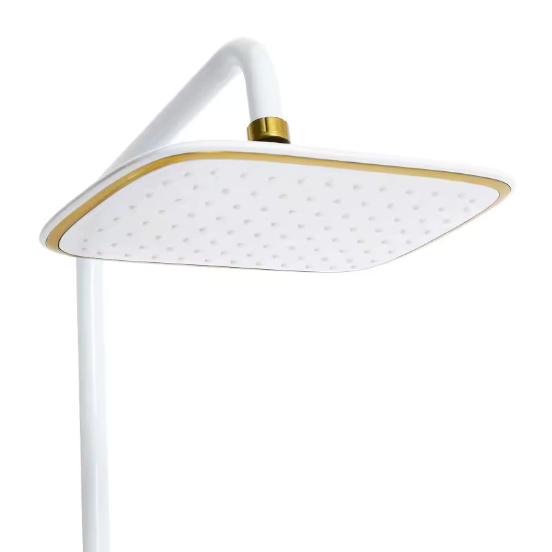 ShinyFlow Luxe Witte Doucheset met Goudaccenten en Regendouche | Ymonde