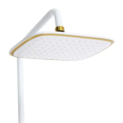 ShinyFlow Luxe Witte Doucheset met Goudaccenten en Regendouche | Ymonde