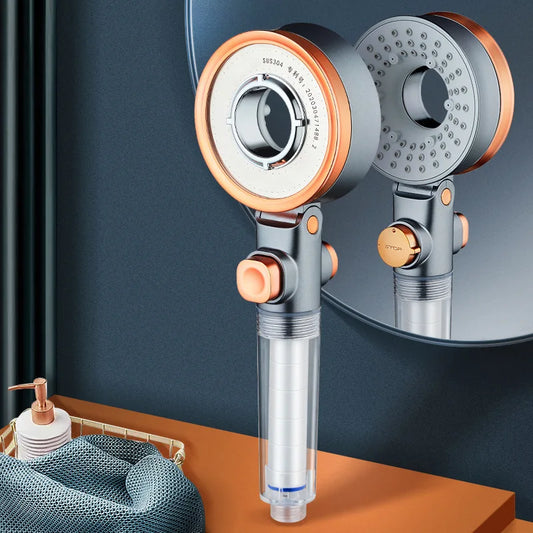 OrangeSpray Shower Head - Double-sided Hand Shower with 3 Spray Settings and Filter | Ymonde