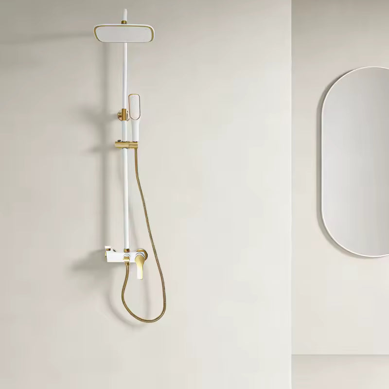 ShinyFlow Luxe Witte Doucheset met Goudaccenten en Regendouche | Ymonde