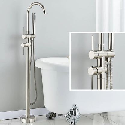 Freestanding Bath Tap – Single lever mixer tap with 360° swivel spout & hand shower