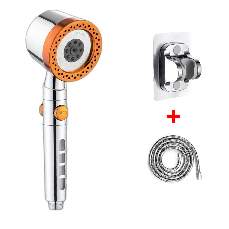 FlowFive Shower Head - 5-Spray Hand Shower with Filter and Stop Button | Ymonde