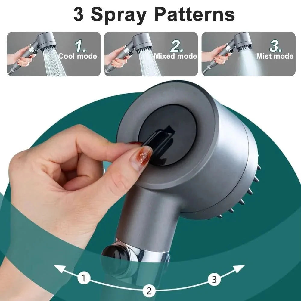 Gray High Pressure Shower Head – With Simple Push Button | Ymonde ©