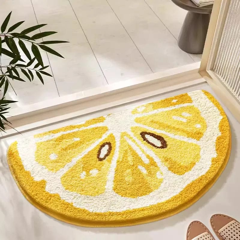 Half moon bath mat with lemon design, soft and non-slip from Ymonde