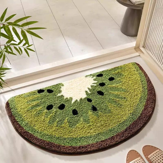 Halve maan badmat met kiwi design zacht en antislip van Ymonde