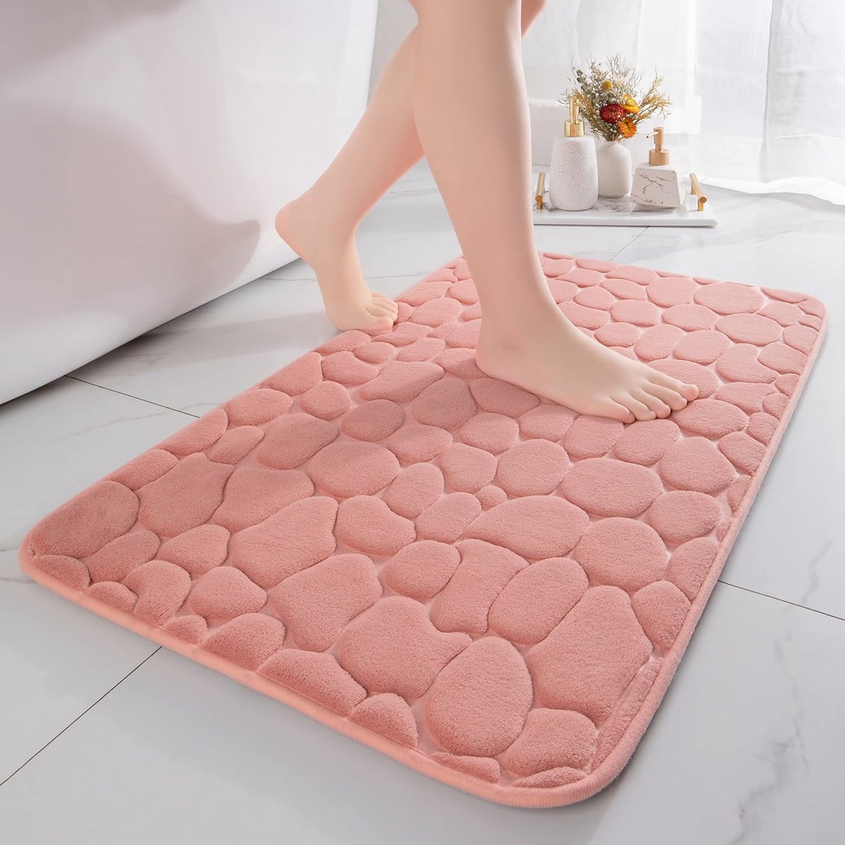 Comfortable Ymonde bathroom bath mat pink anti-slip