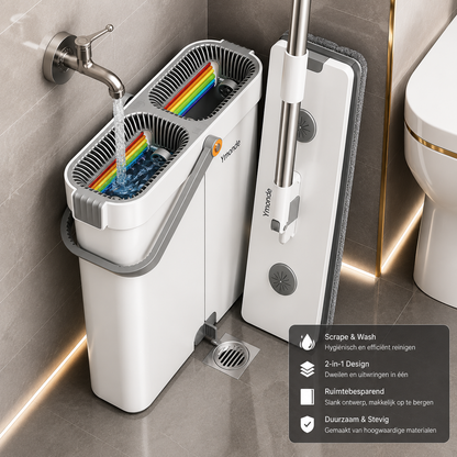 DuoDry Mopp-Set – 2-in-1-Mopp mit selbstauswringendem Eimer | Ymonde