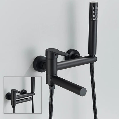 Modern Bath Mixer Tap with Hand Shower - Brass