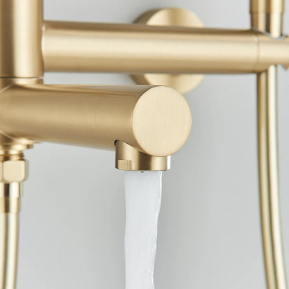 Modern Bath Mixer Tap with Hand Shower - Brass