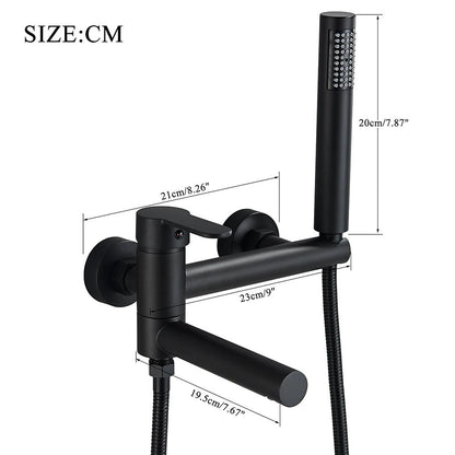Modern Bath Mixer Tap with Hand Shower - Brass