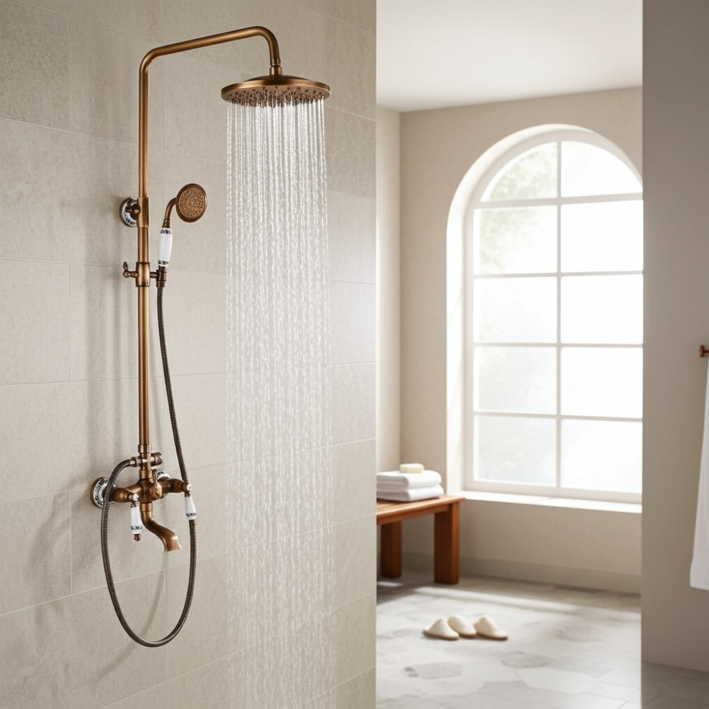 Rain shower Brass Shower tap – Thermostatic with hand shower