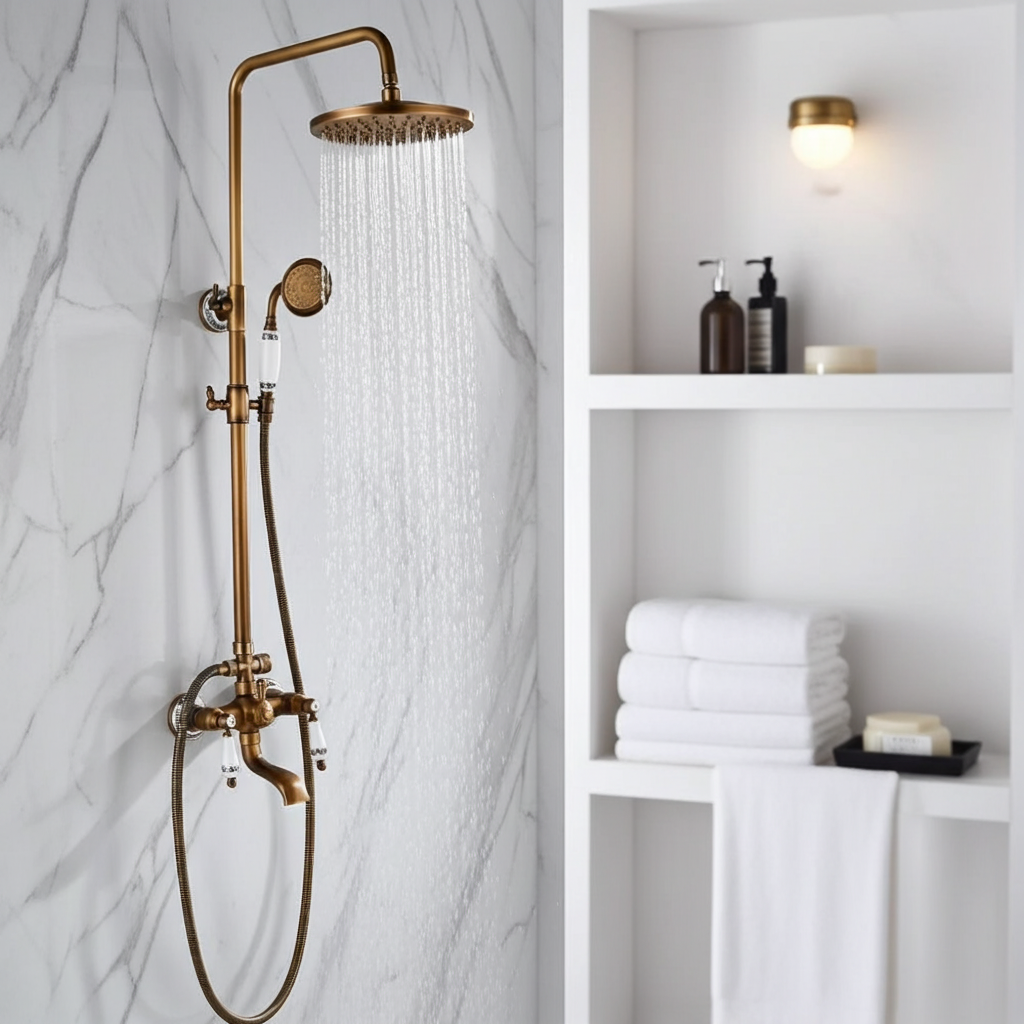 Rain shower Brass Shower tap – Thermostatic with hand shower