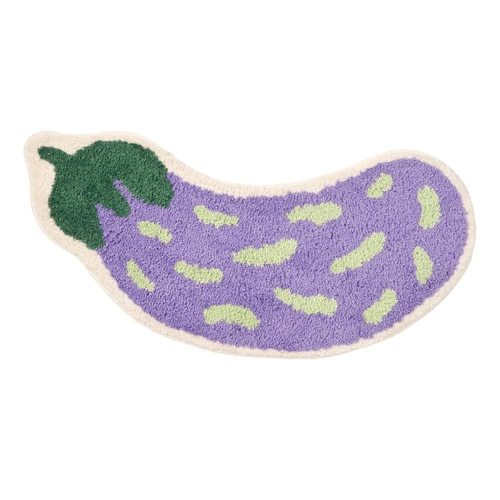 Purple eggplant bath mat arc-shaped microfiber non-slip from Ymonde