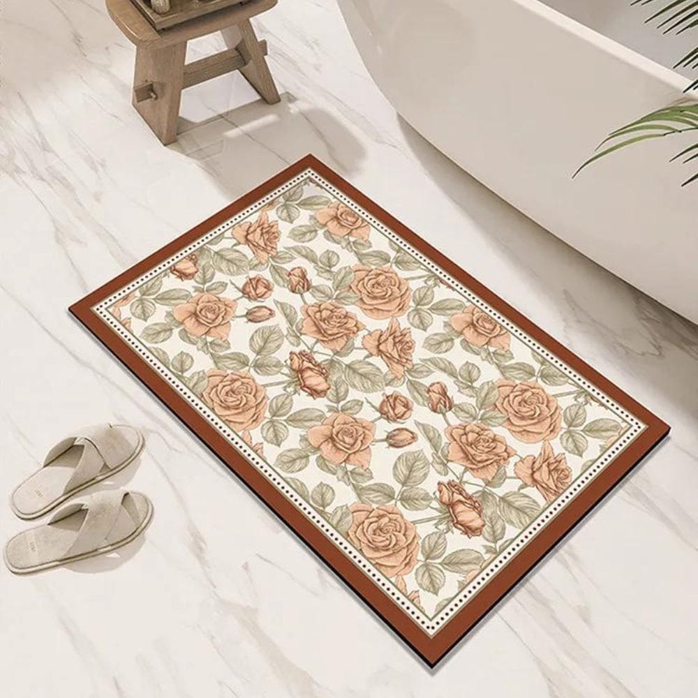 floral diatomite bath mat quick drying absorbent non-slip bathroom ymonde