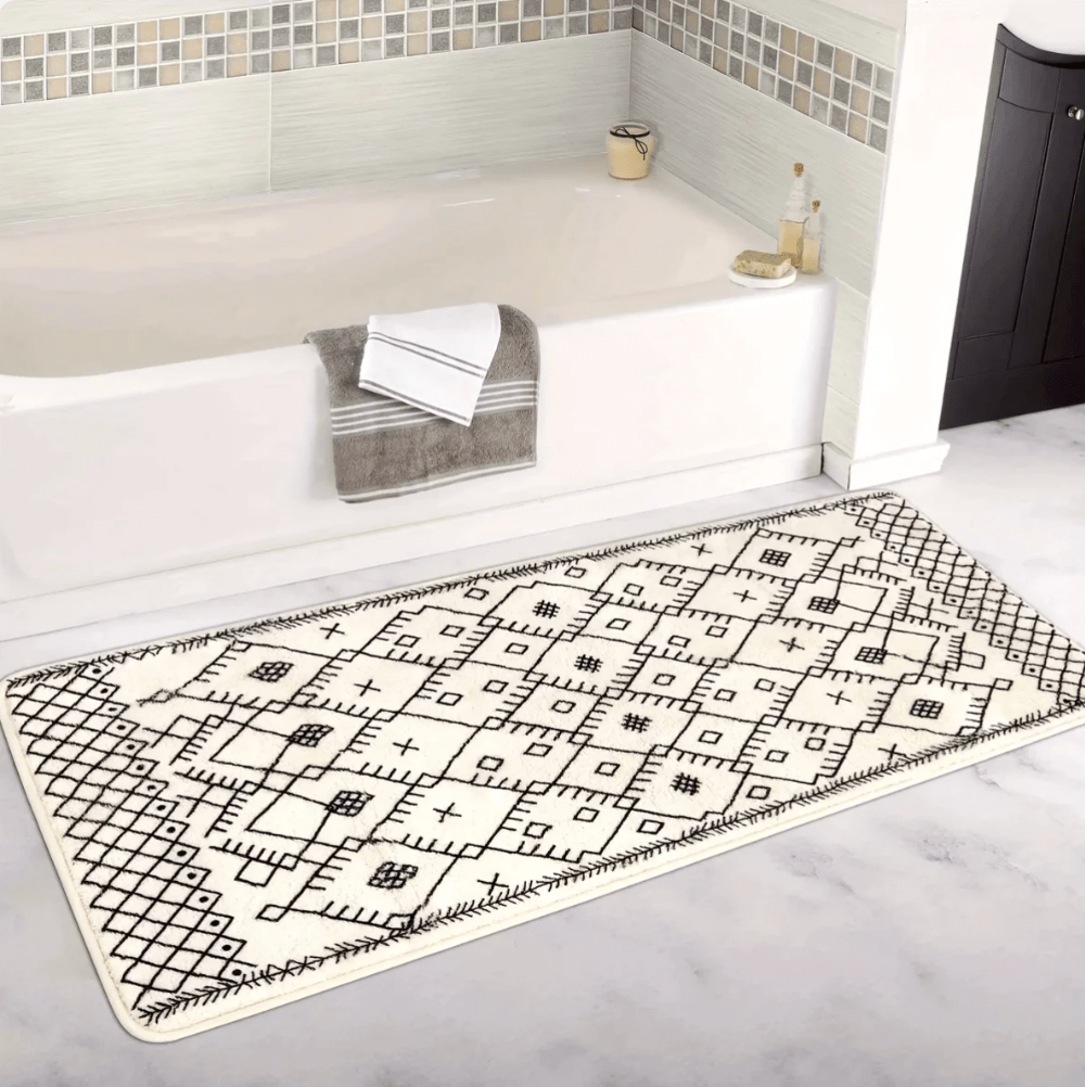 MaisonSpa XXL - Elegant badematte med diamantmønster og sklisikker bunn | Ymonde