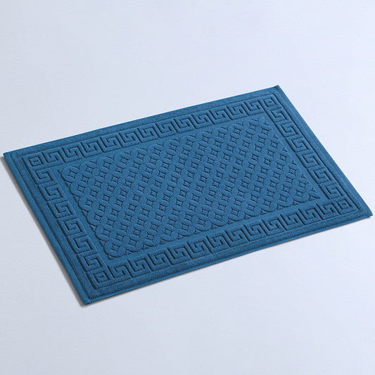 GreekMath-Badematte aus Baumwolle mit geometrischem Muster von Ymonde, erhältlich in mehreren Farben.