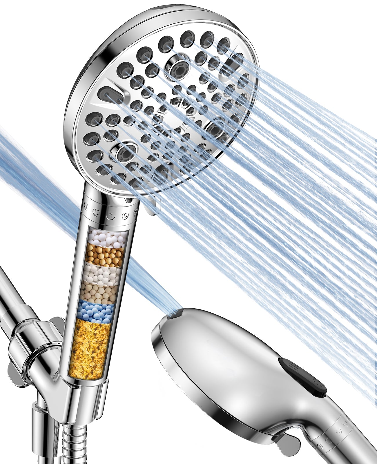 shower head with mineral stone filter 10 positions high pressure hand shower ymonde