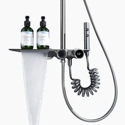 AquaLuxe 3-in-1 Shower Set - Built-in Rain Shower Metal Gray | Ymonde