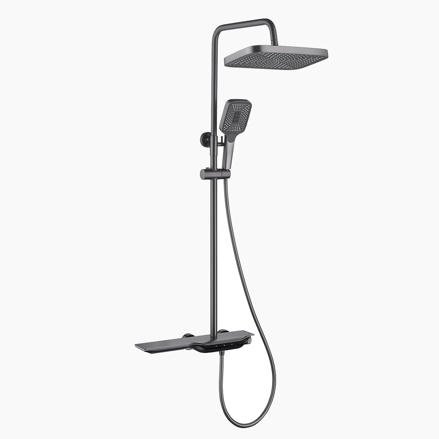 LumaRain LED rain shower with thermostatic control in modern luxury bathroom
