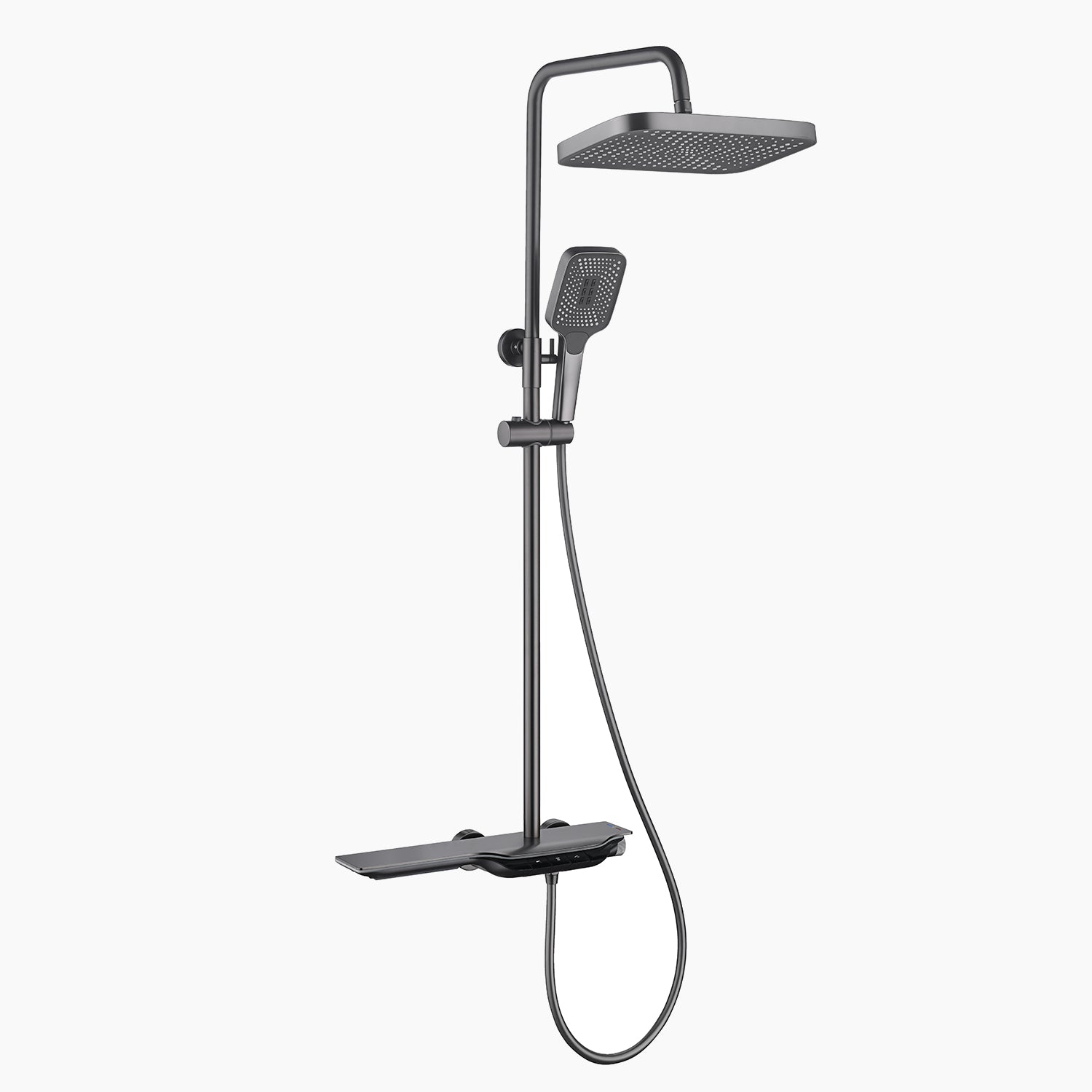LumaRain LED rain shower with thermostatic control in modern luxury bathroom