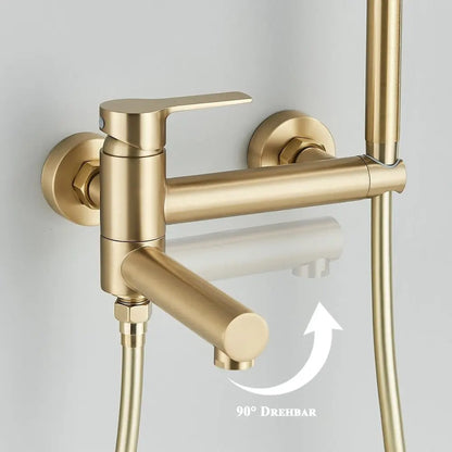 Modern Bath Mixer Tap with Hand Shower - Brass