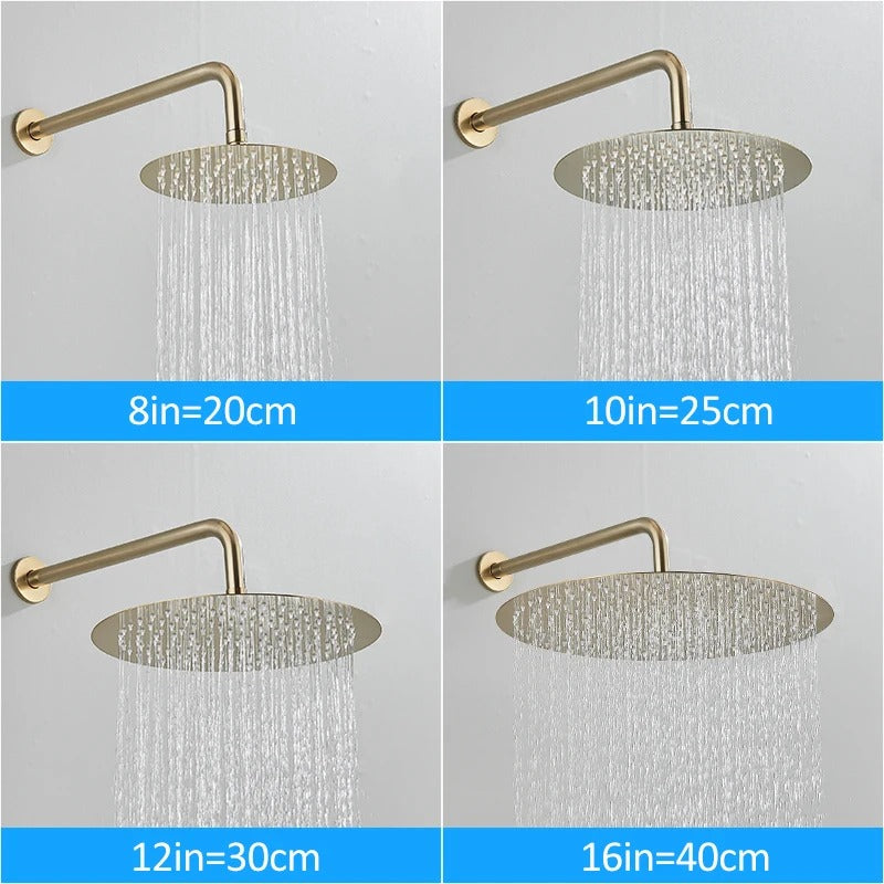 Built-in Rain Shower Set With Hand Shower - Brass Shower Faucet Brushed Gold