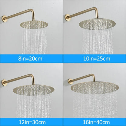 Built-in Rain Shower Set With Hand Shower - Brass Shower Faucet Brushed Gold