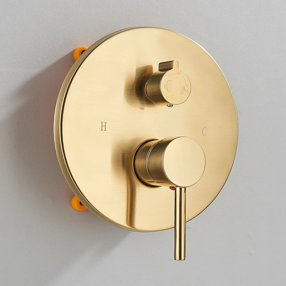 Built-in Rain Shower Set With Hand Shower - Brass Shower Faucet Brushed Gold