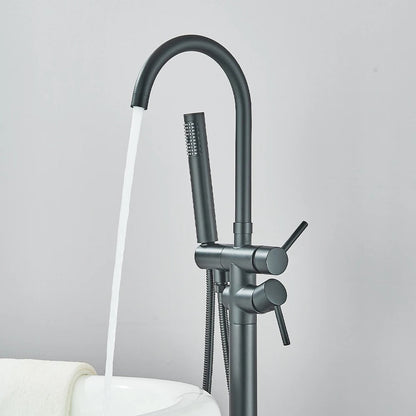 Freestanding Bath Tap – Single lever mixer tap with 360° swivel spout & hand shower