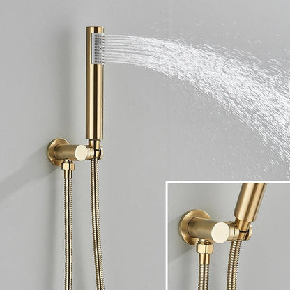 Built-in Rain Shower Set With Hand Shower - Brass Shower Faucet Brushed Gold
