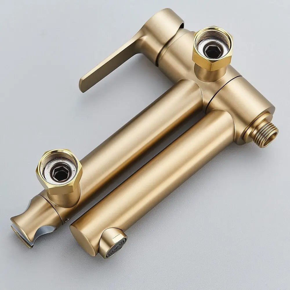 Modern Bath Mixer Tap with Hand Shower - Brass
