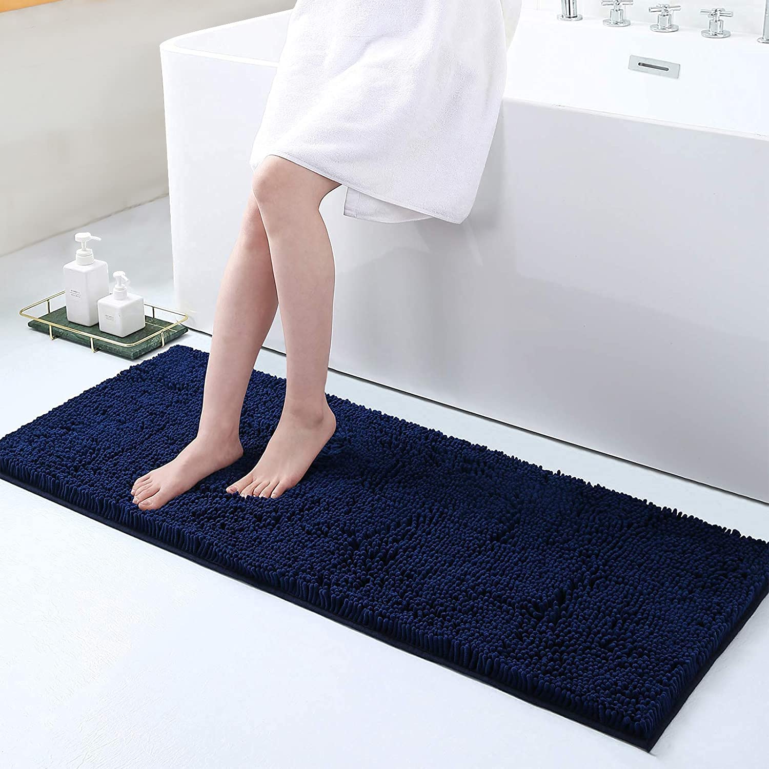Extra large non-slip bath mat soft absorbent bathroom from Ymonde
