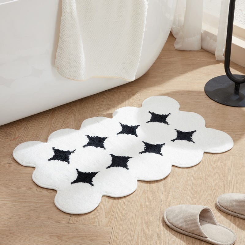 MonoMath black and white microfibre bath mat with anti-slip and absorbent effect