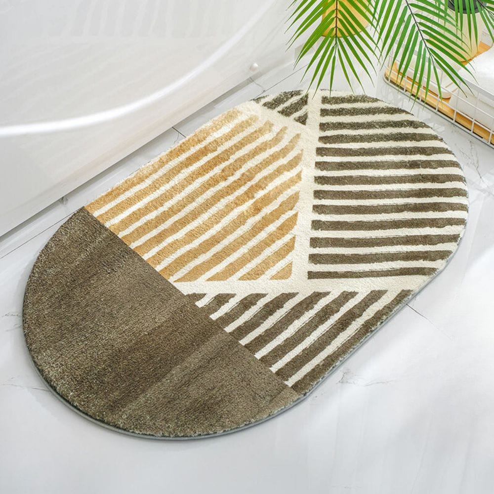 Oval bath mat soft non-slip absorbent modern bathroom from Ymonde