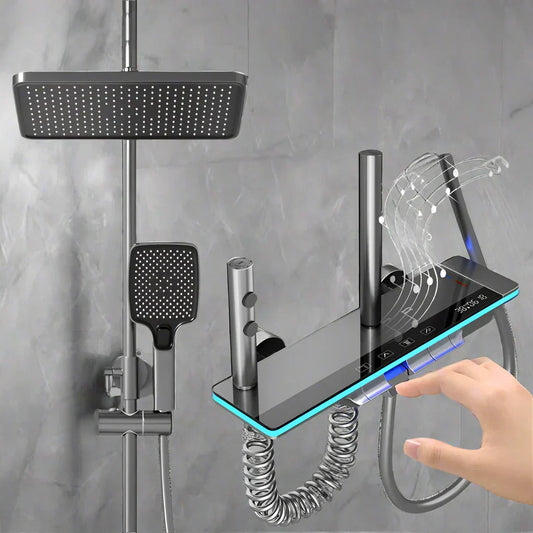 PlatinumFlow slimme thermostatische grijze doucheset met regendouche van Ymonde