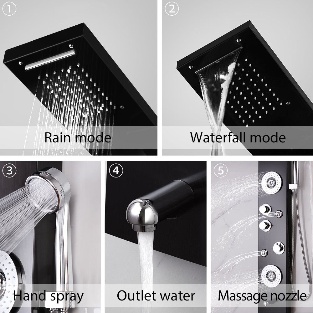 RainWall Shower Set - Stainless Steel Wall Shower Panel Thermostatic Rain Shower | Ymonde