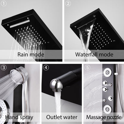 RainWall Shower Set - Stainless Steel Wall Shower Panel Thermostatic Rain Shower | Ymonde